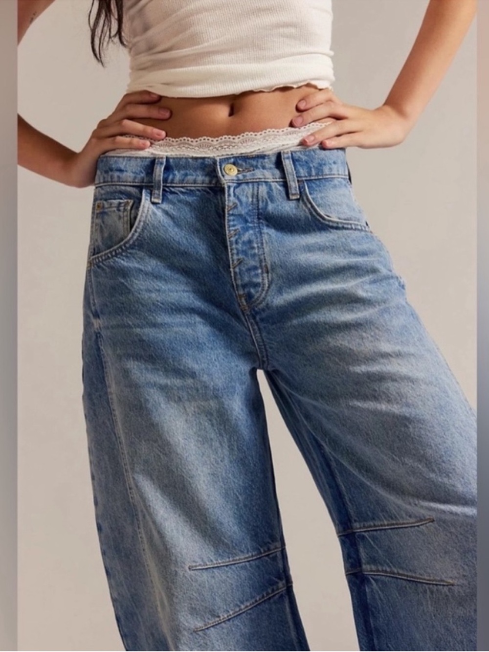 Free People We The Free Good Luck Mid-Rise Barrel Jeans - Picture 8 of 9
